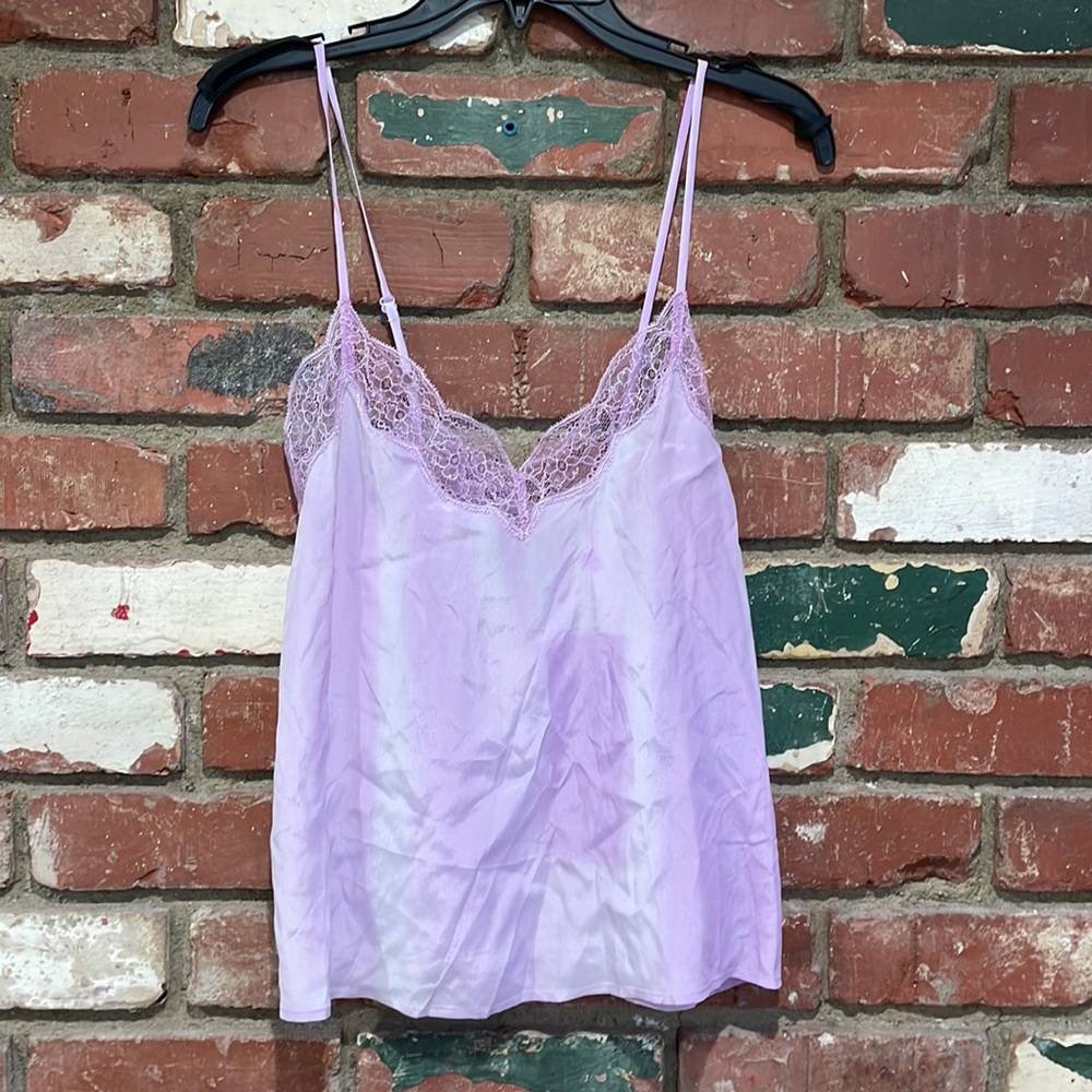 The Kooples purple dye print  Lace Trim Camisole size small NWT